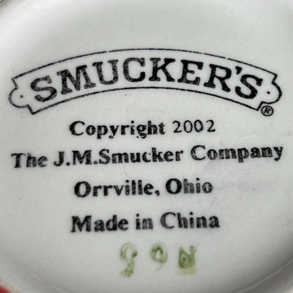 Vtg SMUCKER'S Ceramic Winter Bowl Holly Snow Jelly Jar "Lid" Footed 2002 3.5" t - Picture 7 of 7